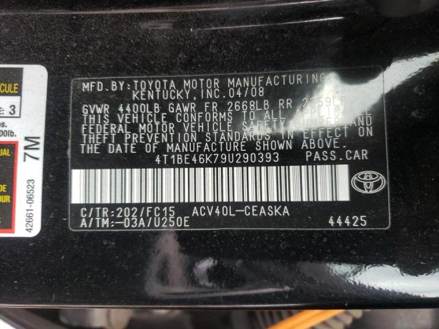 Photo 10 from auction – 2009 TOYOTA CAMRY BASE with VIN 4T1BE46K79U290393