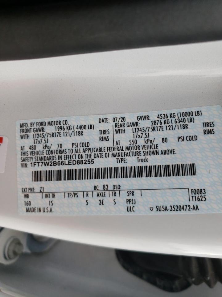 Photo 10 from auction – 2020 FORD F250 SUPER with VIN 1FT7W2B66LED88255