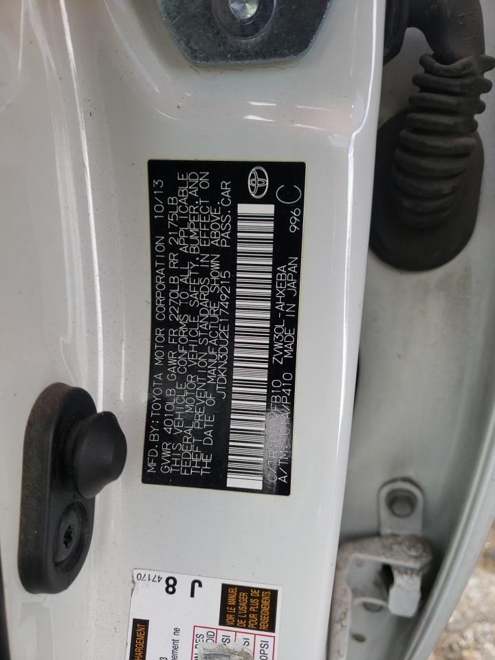 Photo 10 from auction – 2014 TOYOTA PRIUS with VIN JTDKN3DU2E1749215