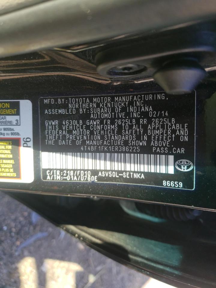 Photo 10 from auction – 2014 TOYOTA CAMRY L with VIN 4T4BF1FK1ER386225