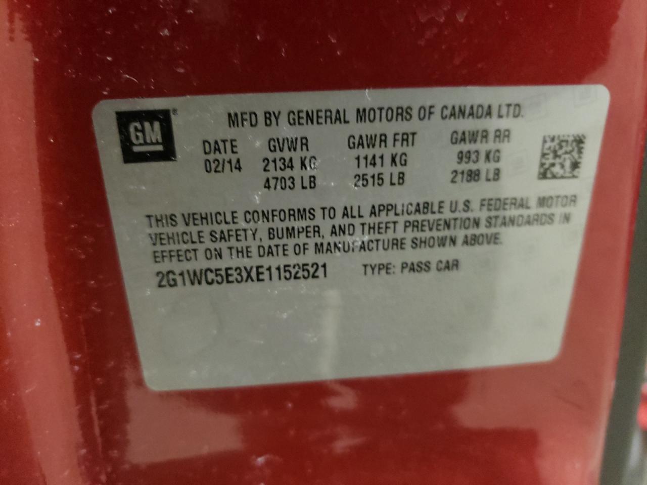Photo 10 from auction – 2014 CHEVROLET IMPALA LIM with VIN 2G1WC5E3XE1152521