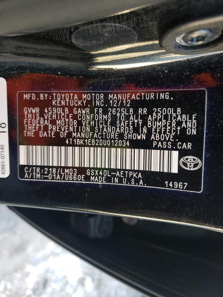 Photo 10 from auction – 2013 TOYOTA AVALON BAS with VIN 4T1BK1EB2DU012034