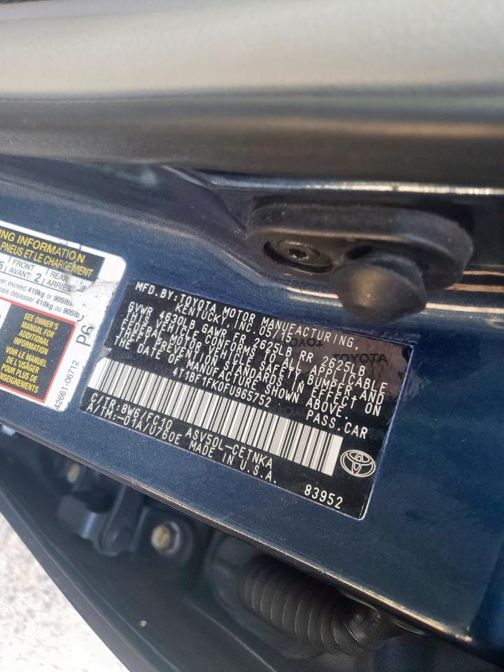 Photo 10 from auction – 2015 TOYOTA CAMRY LE with VIN 4T1BF1FK0FU965752
