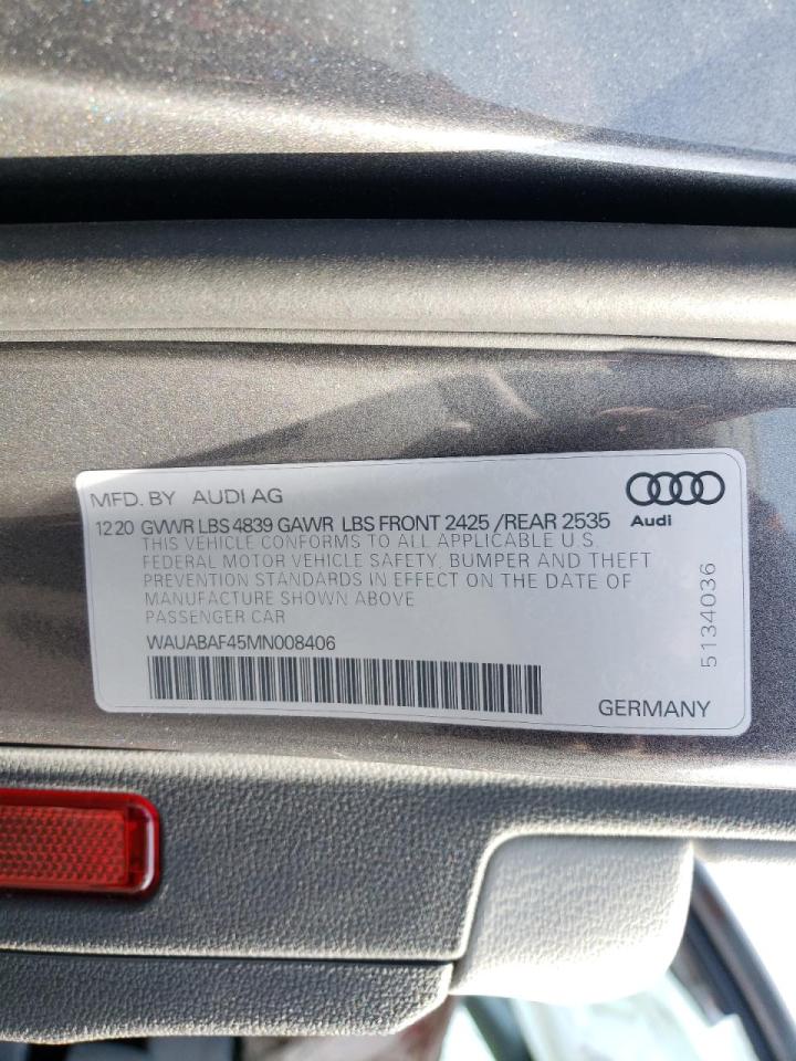 Photo 10 from auction – 2021 AUDI A4 PREMIUM with VIN WAUABAF45MN008406