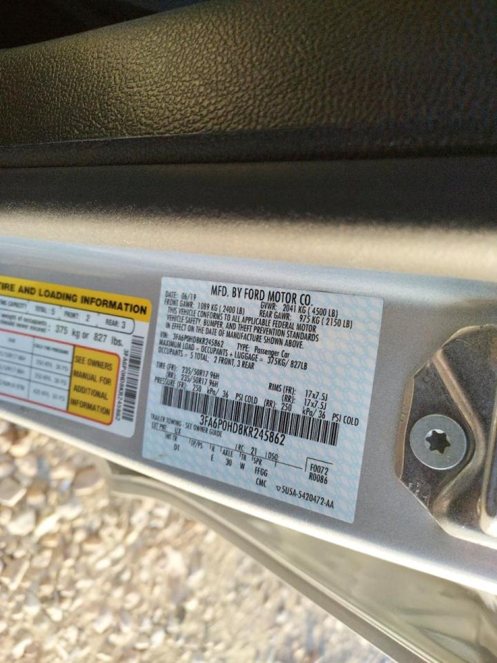 Photo 10 from auction – 2019 FORD FUSION SE with VIN 3FA6P0HD8KR245862
