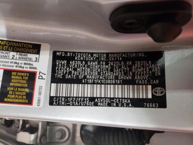 Photo 10 from auction – 2014 TOYOTA CAMRY L with VIN 4T1BF1FK1EU808181