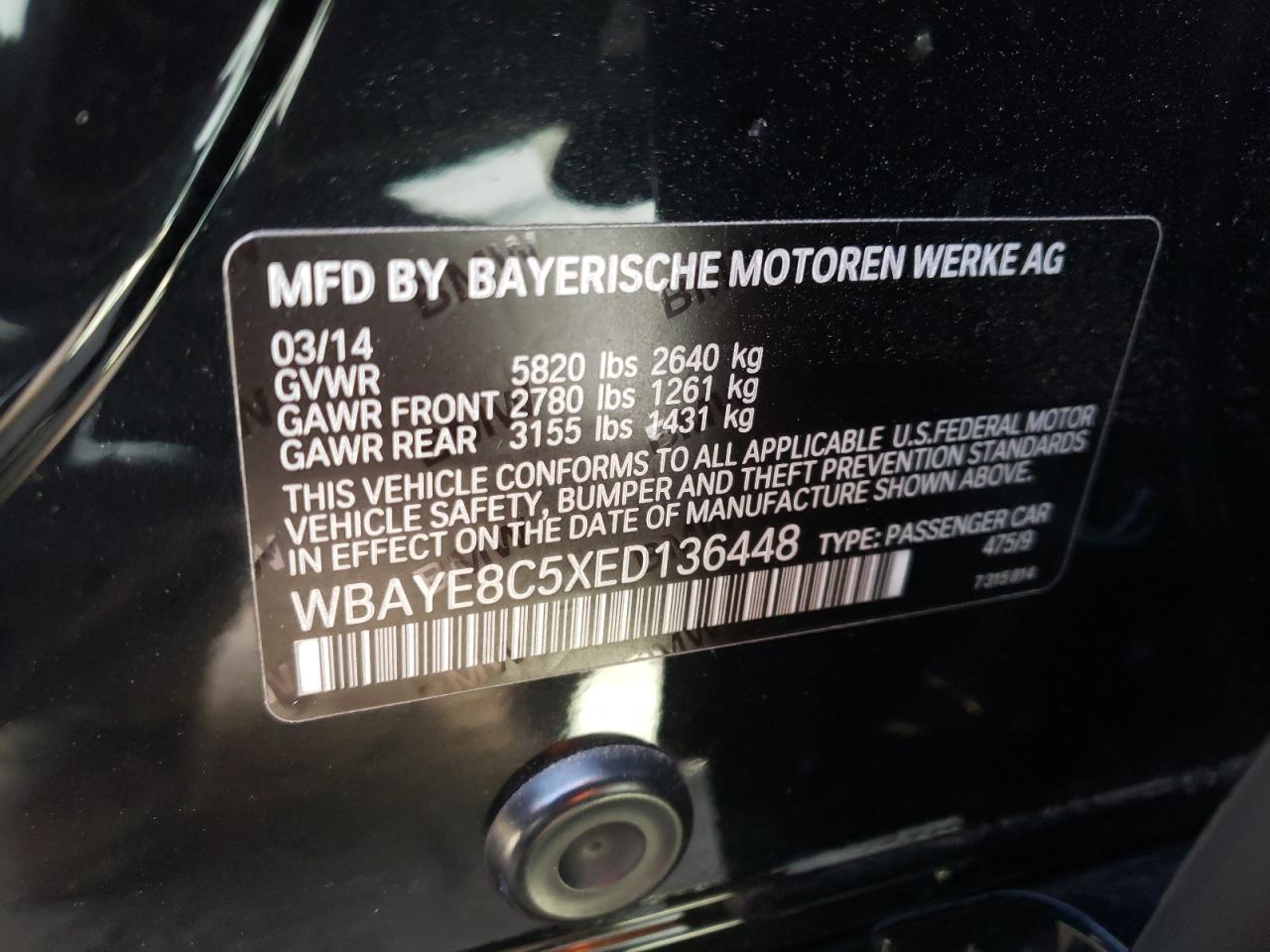 Фото 10 с аукциона – 2014 BMW 750LI с VIN WBAYE8C5XED136448
