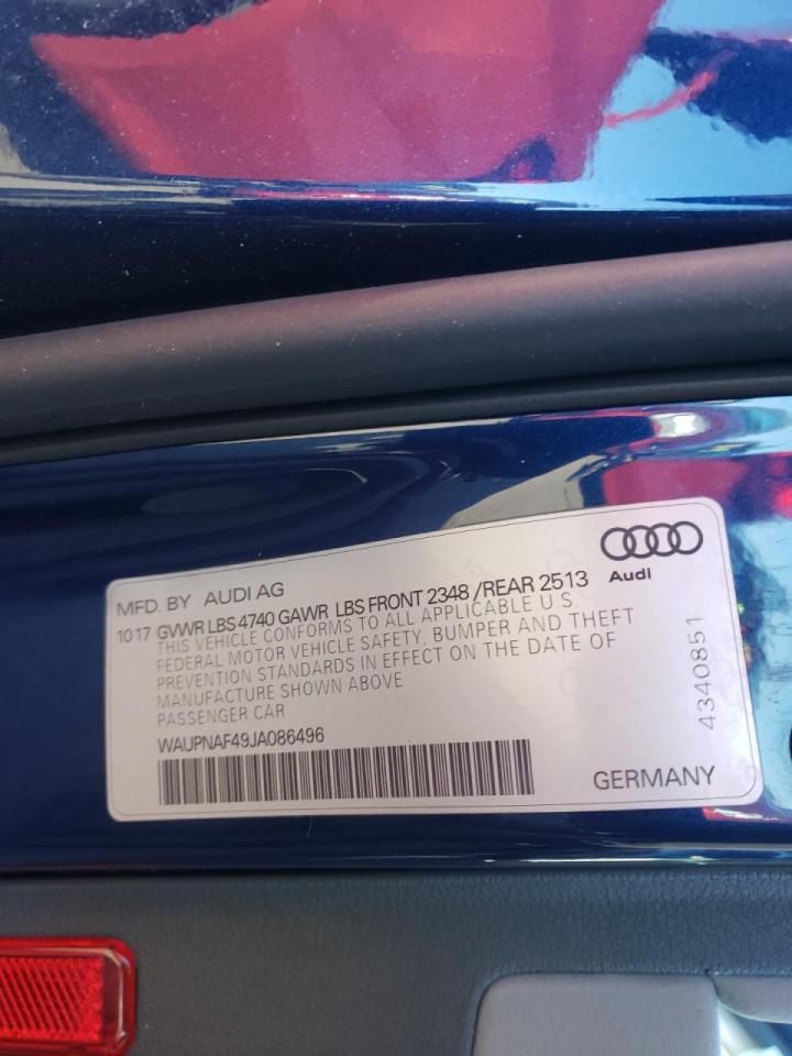 Photo 10 from auction – 2018 AUDI A4 PREMIUM with VIN WAUPNAF49JA086496