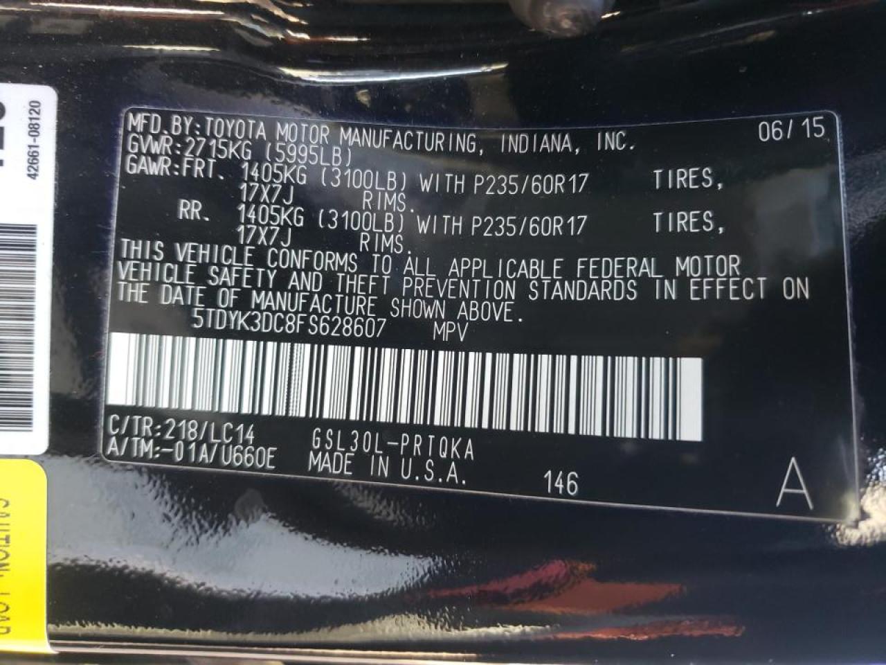 Photo 10 from auction – 2015 TOYOTA SIENNA XLE with VIN 5TDYK3DC8FS628607