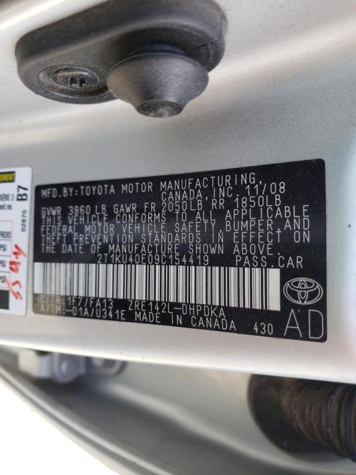 Photo 10 from auction – 2009 TOYOTA COROLLA MA with VIN 2T1KU40E09C154419