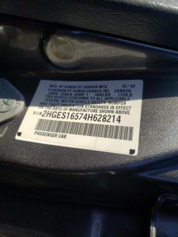 Photo 10 from auction – 2004 HONDA CIVIC LX with VIN 2HGES16574H628214