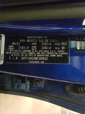 Photo 10 from auction – 2021 KIA FORTE FE with VIN 3KPF24AD6ME389642