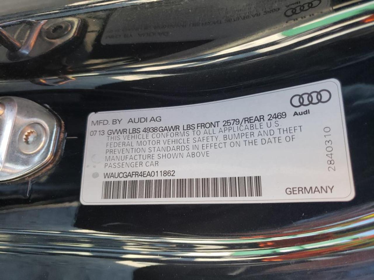 Photo 10 from auction – 2014 AUDI S5 PREMIUM with VIN WAUCGAFR4EA011862