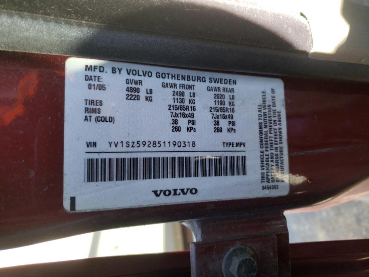Photo 10 from auction – 2005 VOLVO XC70 with VIN YV1SZ592851190318