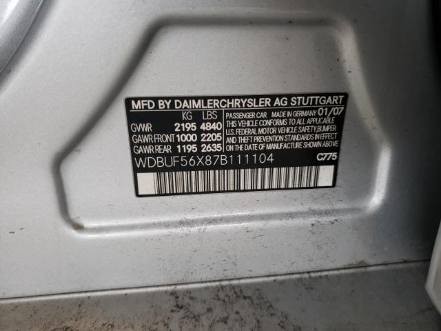 Photo 10 from auction – 2007 MERCEDES-BENZ E 350 with VIN WDBUF56X87B111104