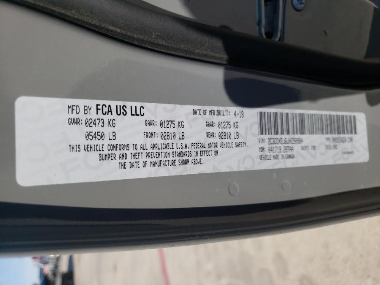 Photo 10 from auction – 2018 DODGE CHARGER SR with VIN 2C3CDXEJ6JH290984