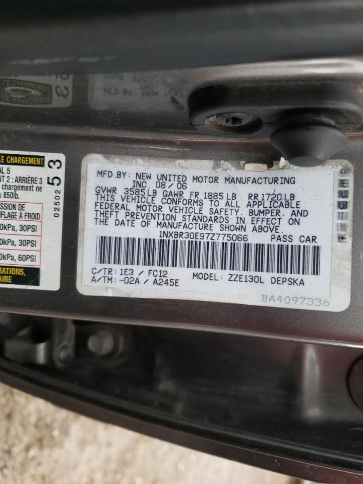 Photo 10 from auction – 2007 TOYOTA COROLLA CE with VIN 1NXBR30E97Z775066