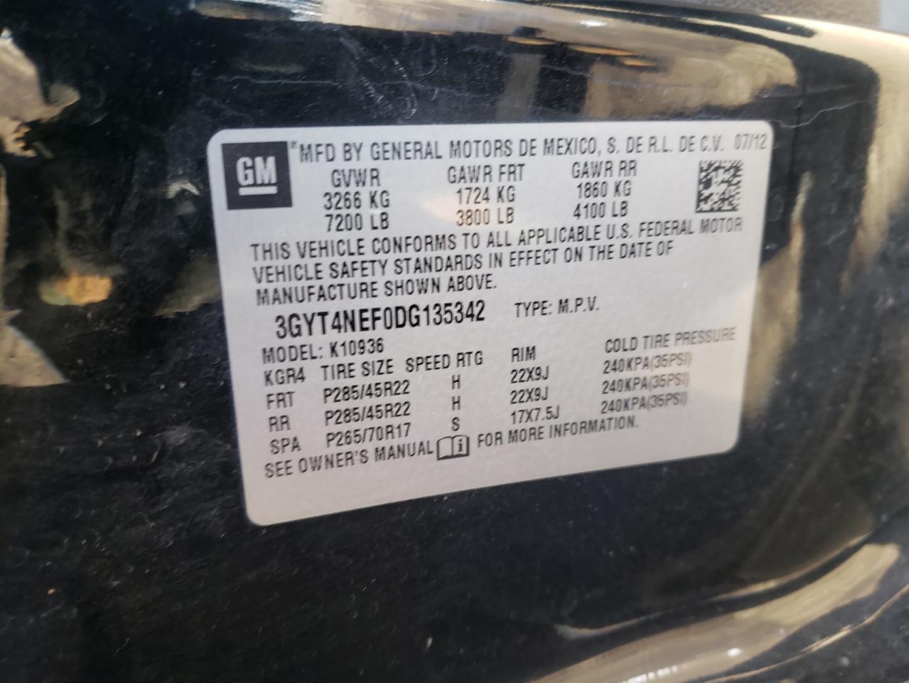 Foto 10 de la subasta – 2013 CADILLAC ESCALADE E con VIN 3GYT4NEF0DG135342