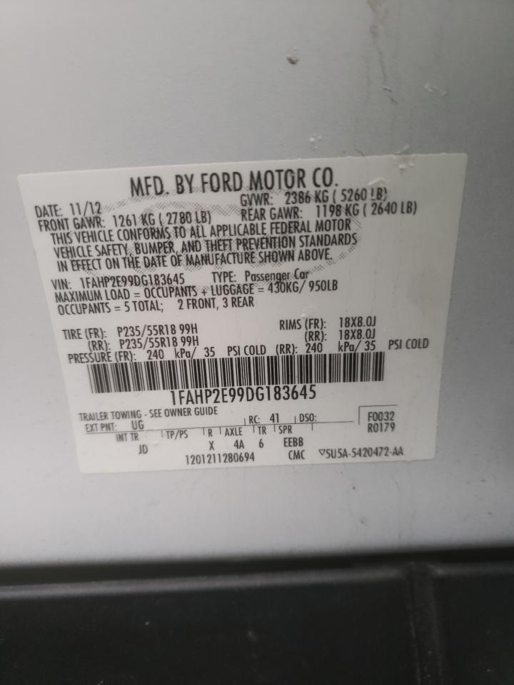 Photo 10 from auction – 2013 FORD TAURUS SEL with VIN 1FAHP2E99DG183645