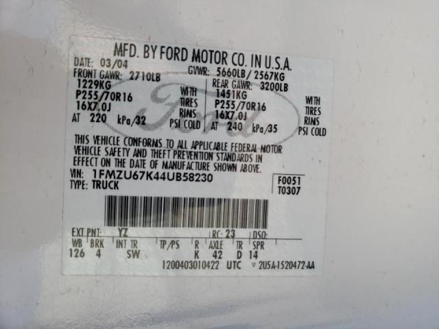 Photo 10 from auction – 2004 FORD EXPLORER S with VIN 1FMZU67K44UB58230