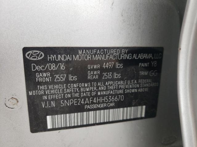 Photo 10 from auction – 2017 HYUNDAI SONATA SE with VIN 5NPE24AF4HH536670