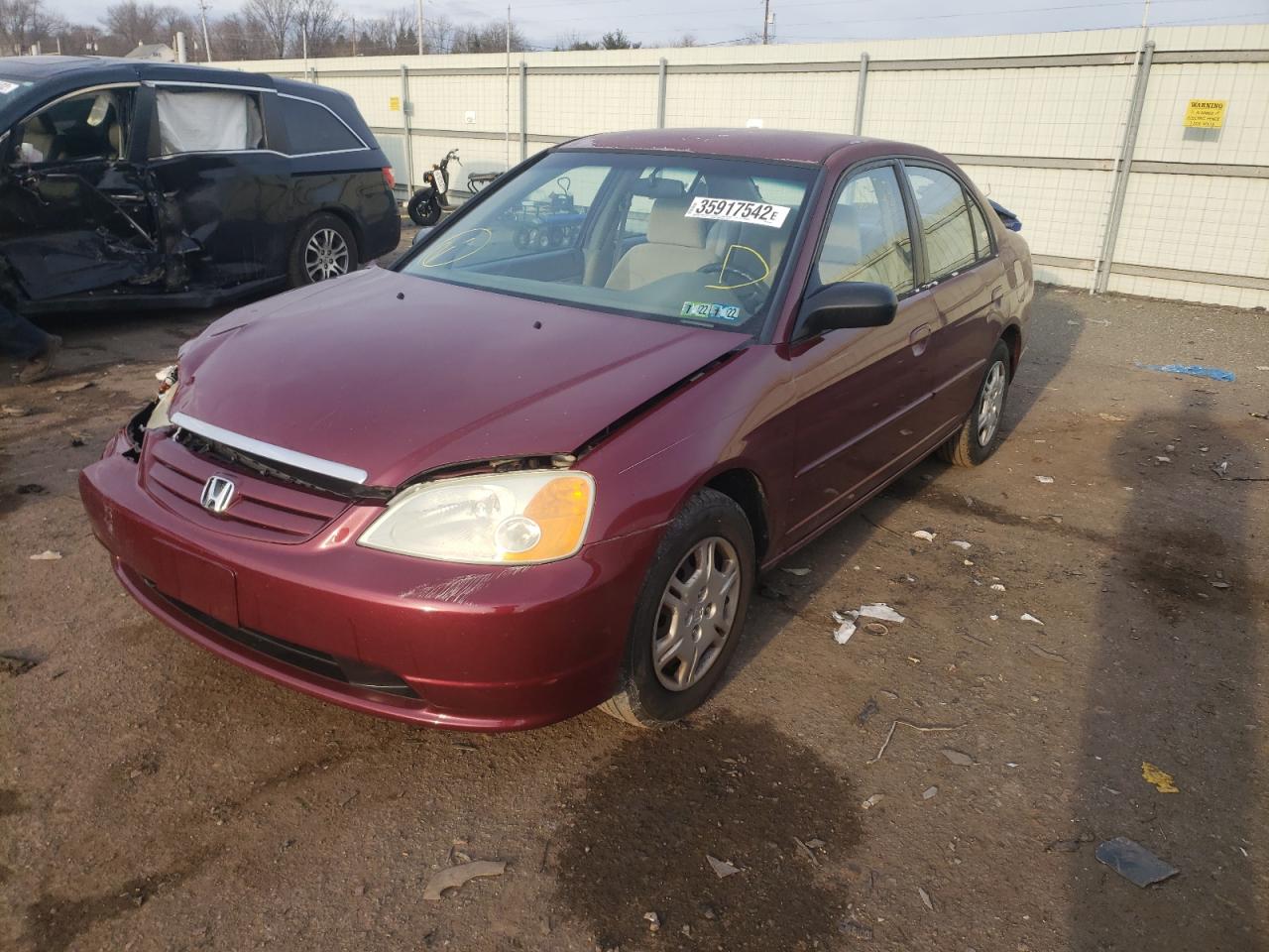Photo 2 from auction – 2002 HONDA CIVIC LX with VIN 2HGES16582H601424