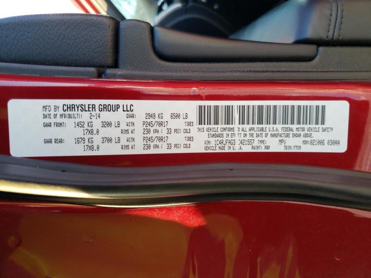 Photo 10 from auction – 2014 JEEP GRAND CHER with VIN 1C4RJFAG3EC421557
