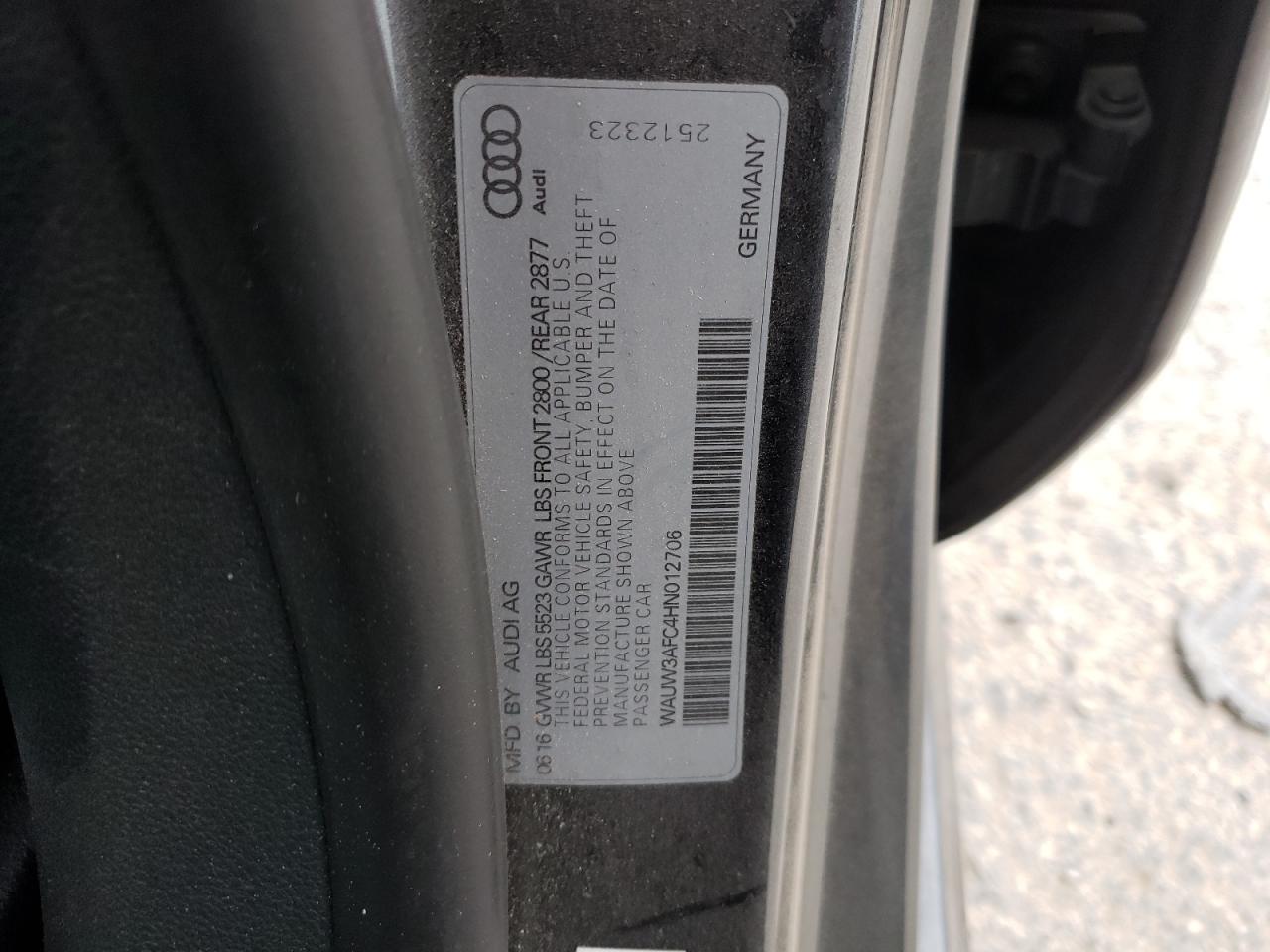 Photo 10 from auction – 2017 AUDI A7 COMPETI with VIN WAUW3AFC4HN012706