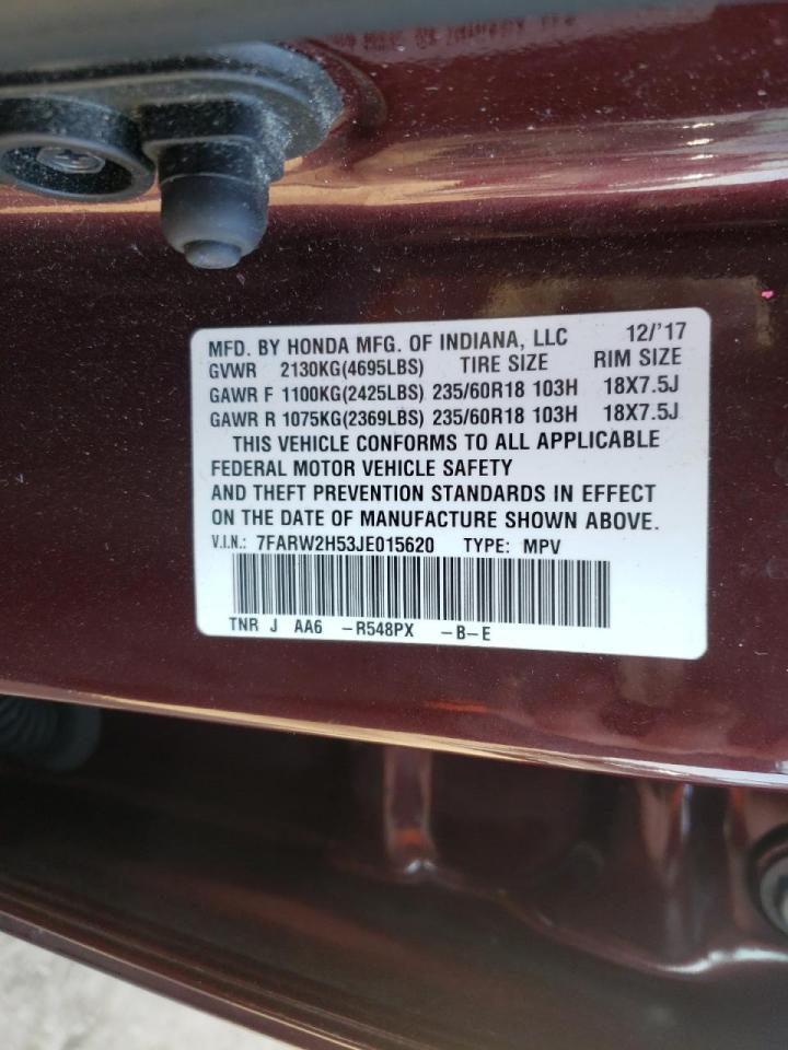 Photo 10 from auction – 2018 HONDA CR-V EX with VIN 7FARW2H53JE015620