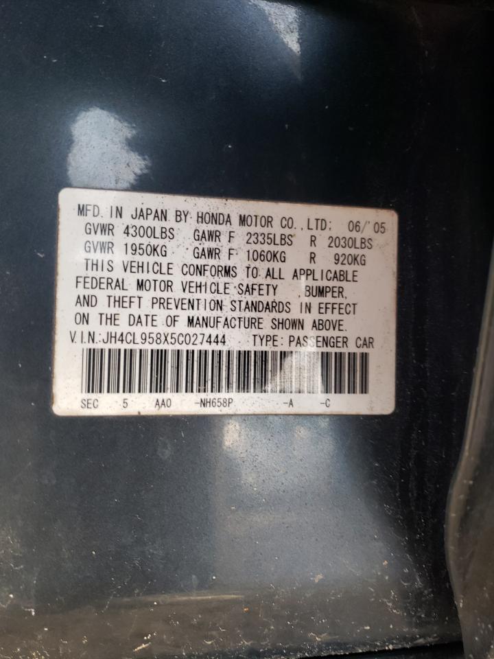 Photo 10 from auction – 2005 ACURA TSX with VIN JH4CL958X5C027444