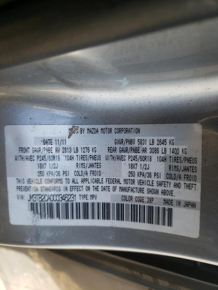 Photo 10 from auction – 2012 MAZDA CX-9 with VIN JM3TB2CA0C0346231