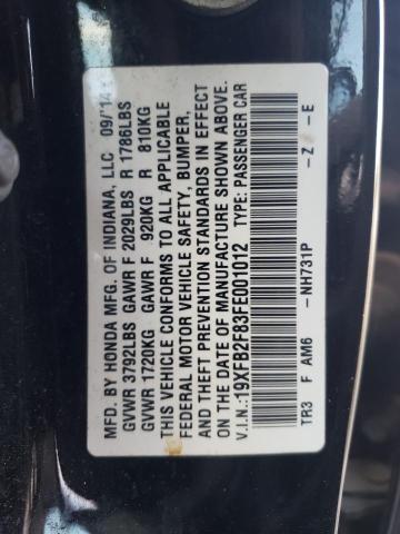 Photo 10 from auction – 2015 HONDA CIVIC EX with VIN 19XFB2F83FE001012