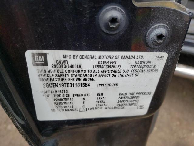 Zdjęcie 10 z aukcji – 2003 CHEVROLET SILVERADO z VIN 2GCEK19T031181564
