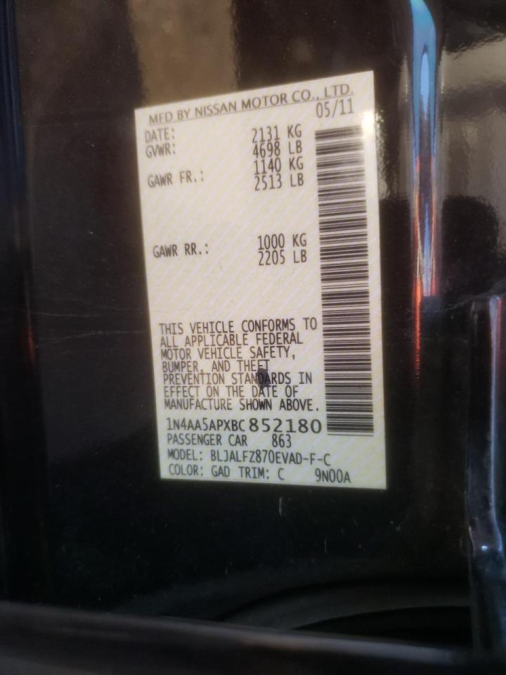Photo 10 from auction – 2011 NISSAN MAXIMA S with VIN 1N4AA5APXBC852180