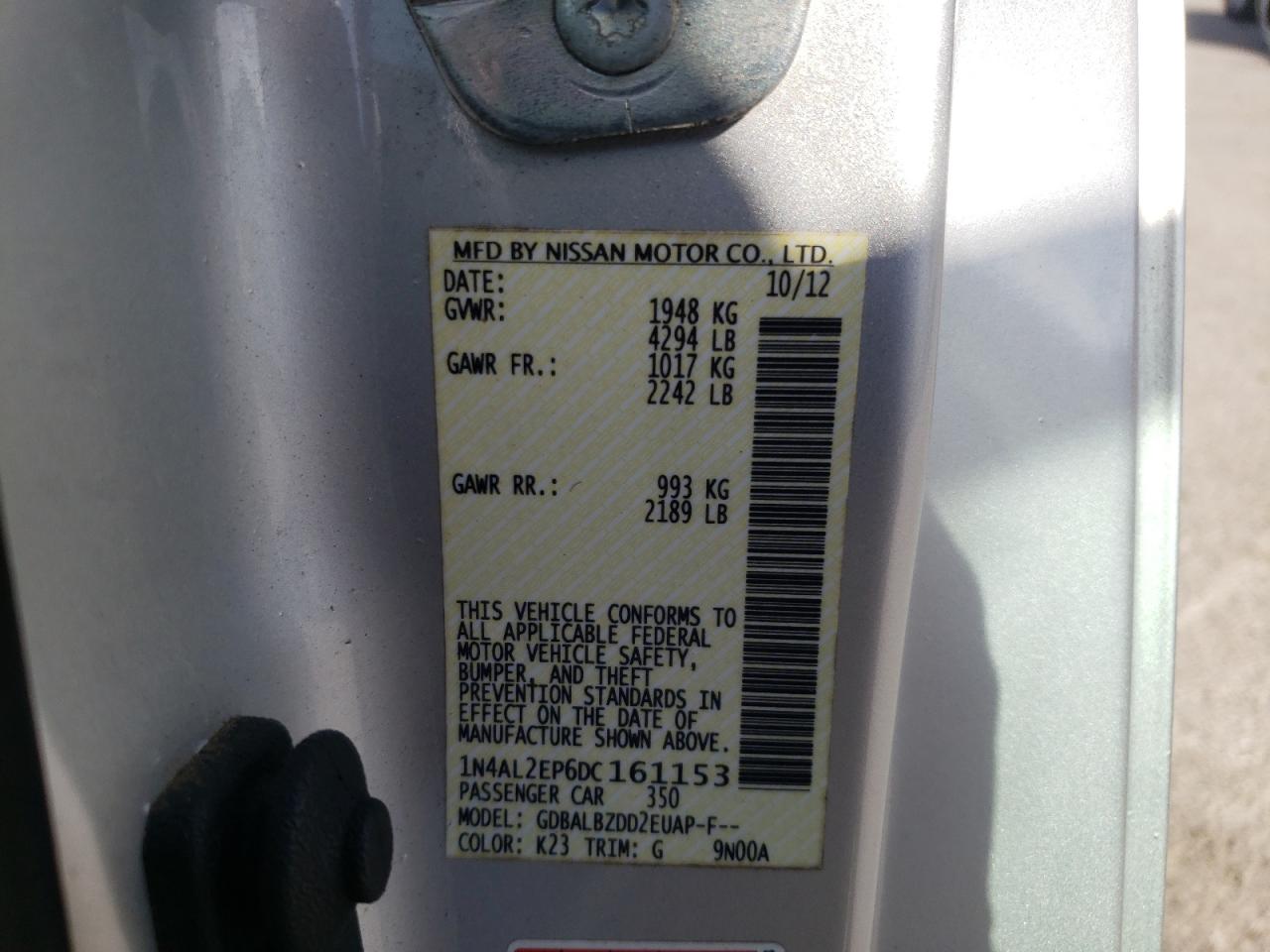 Photo 10 from auction – 2013 NISSAN ALTIMA S with VIN 1N4AL2EP6DC161153
