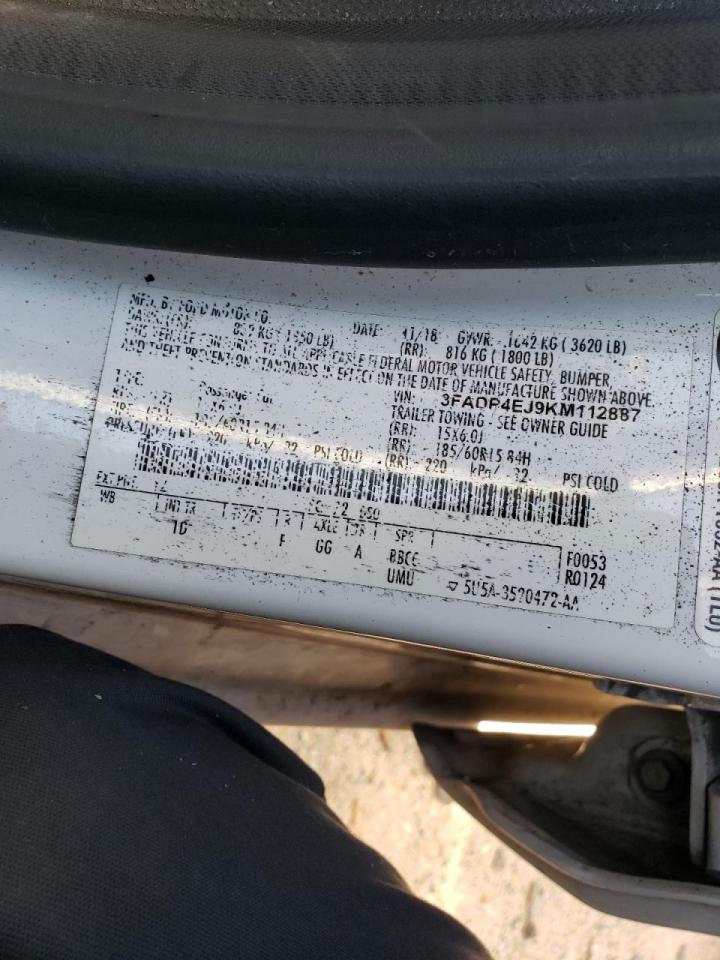 Photo 10 from auction – 2019 FORD FIESTA SE with VIN 3FADP4EJ9KM112887