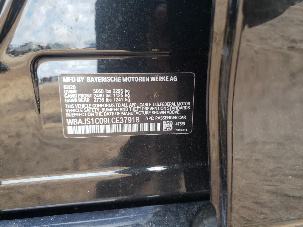 Photo 10 from auction – 2020 BMW 540 I with VIN WBAJS1C09LCE37918