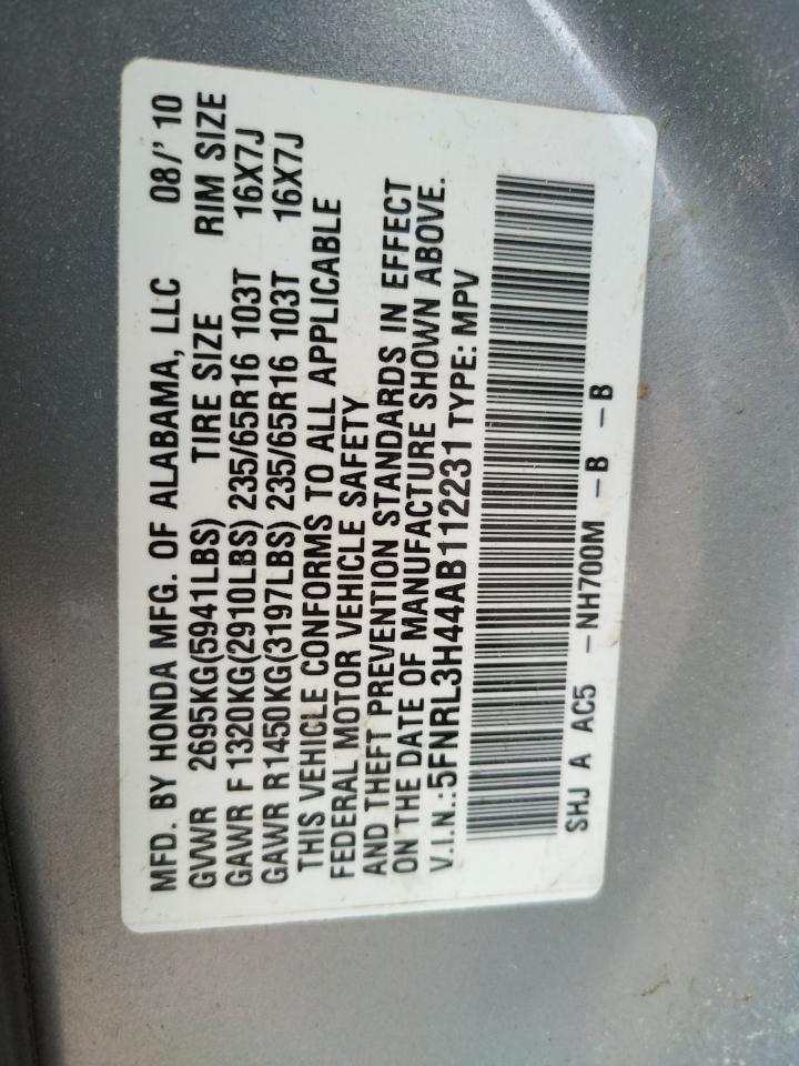 Photo 10 from auction – 2010 HONDA ODYSSEY EX with VIN 5FNRL3H44AB112231