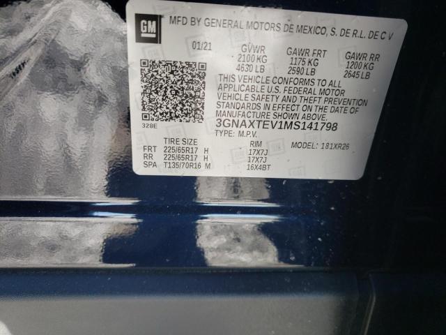 Photo 10 from auction – 2021 CHEVROLET EQUINOX LT with VIN 3GNAXTEV1MS141798