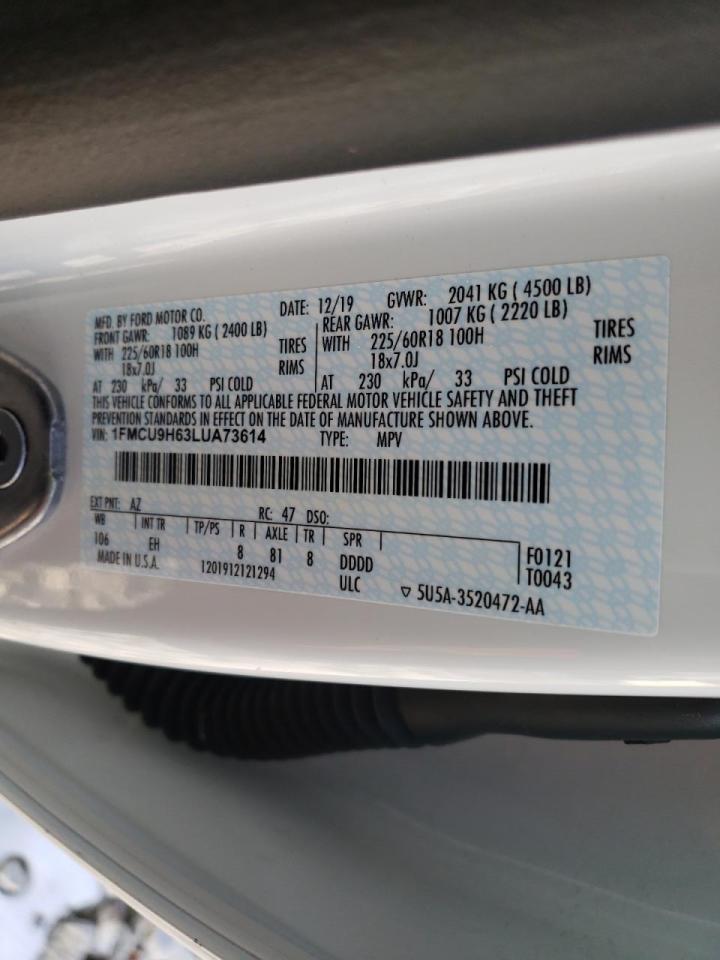 Photo 10 from auction – 2020 FORD ESCAPE SEL with VIN 1FMCU9H63LUA73614