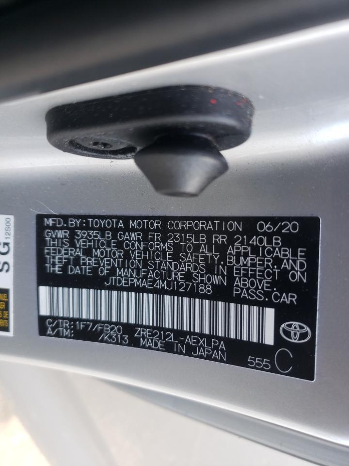 Photo 10 from auction – 2021 TOYOTA COROLLA LE with VIN JTDEPMAE4MJ127188