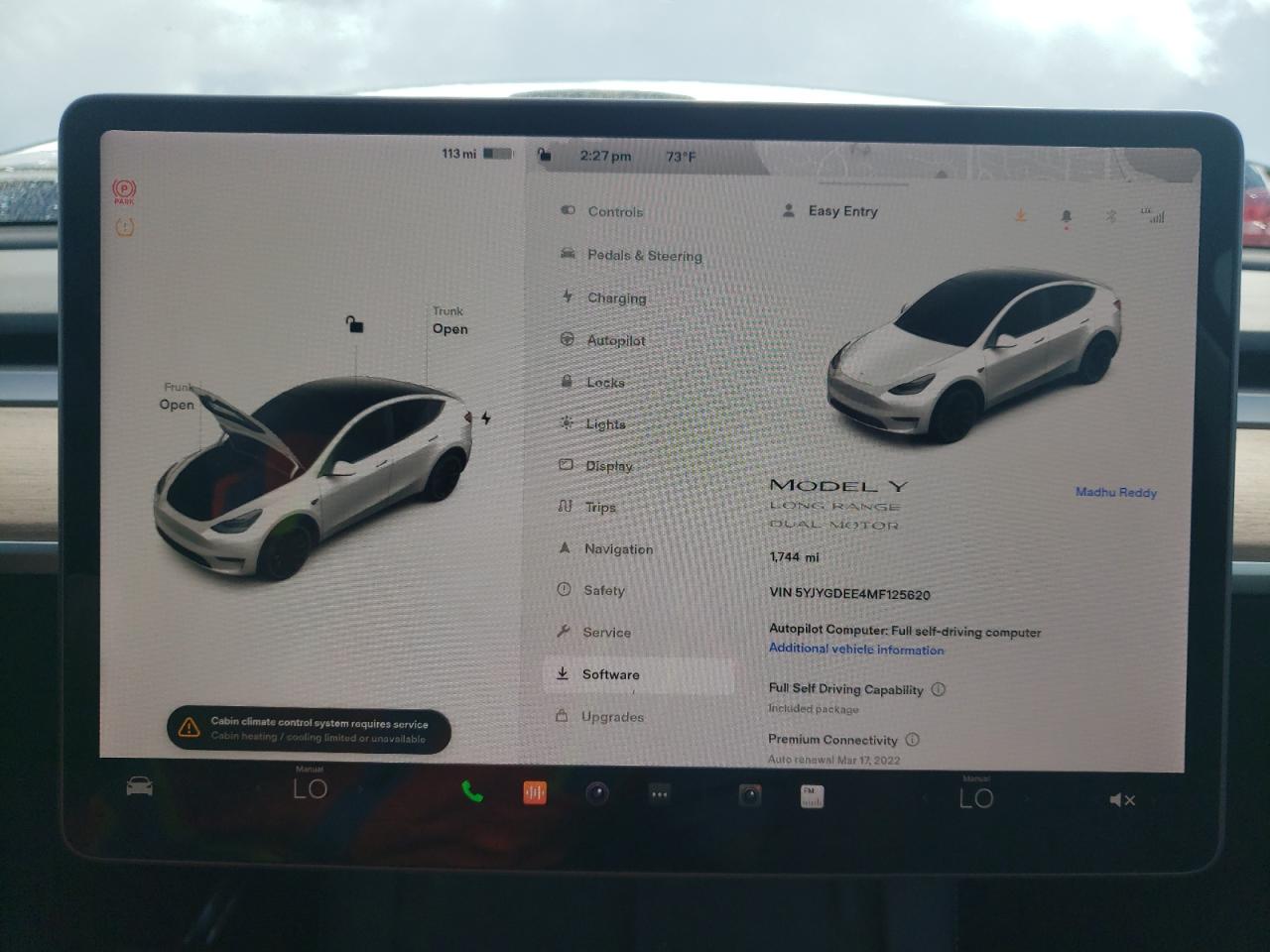 Photo 8 from auction – 2021 TESLA MODEL Y with VIN 5YJYGDEE4MF125620