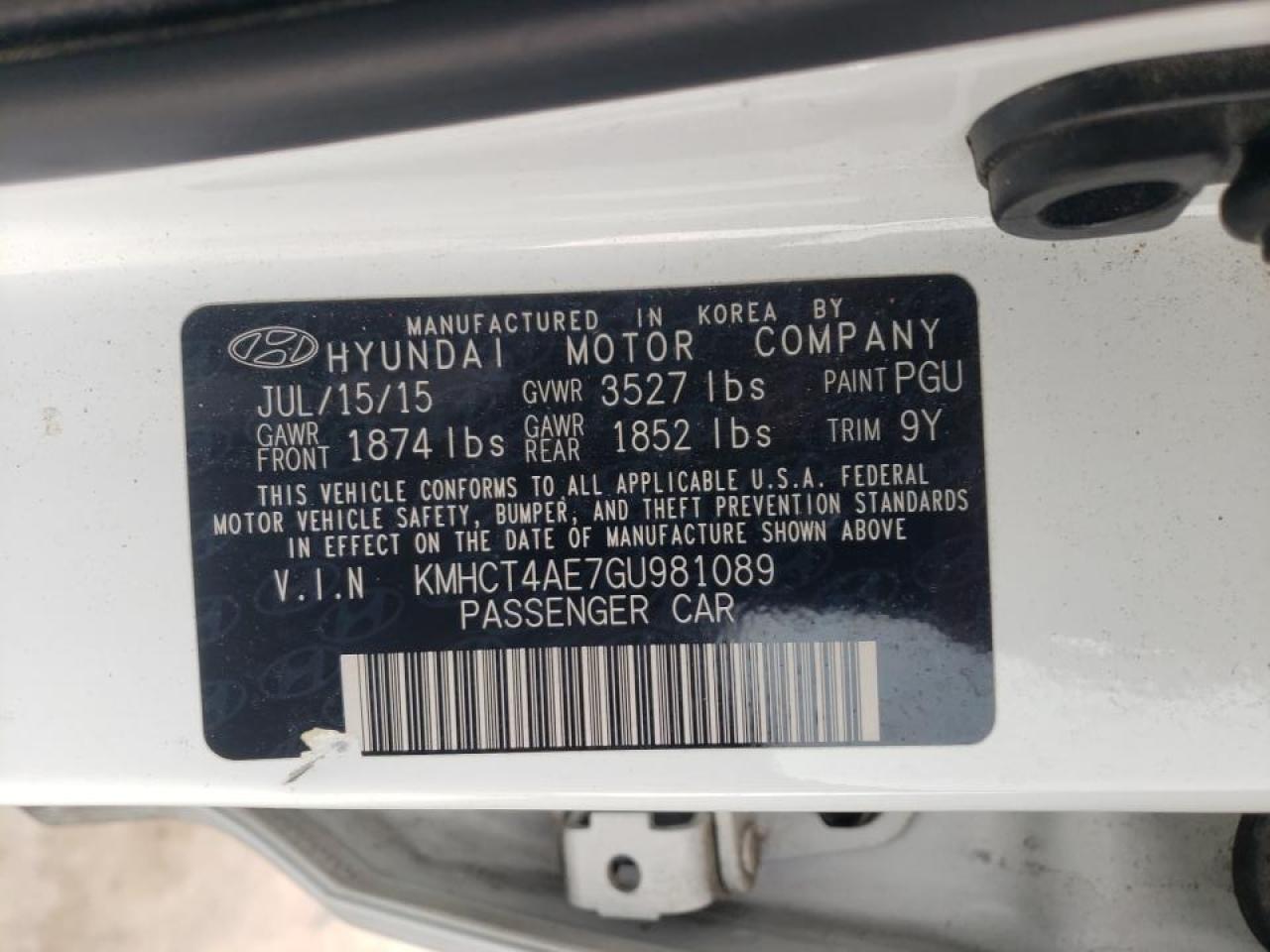 Photo 10 from auction – 2016 HYUNDAI ACCENT SE with VIN KMHCT4AE7GU981089