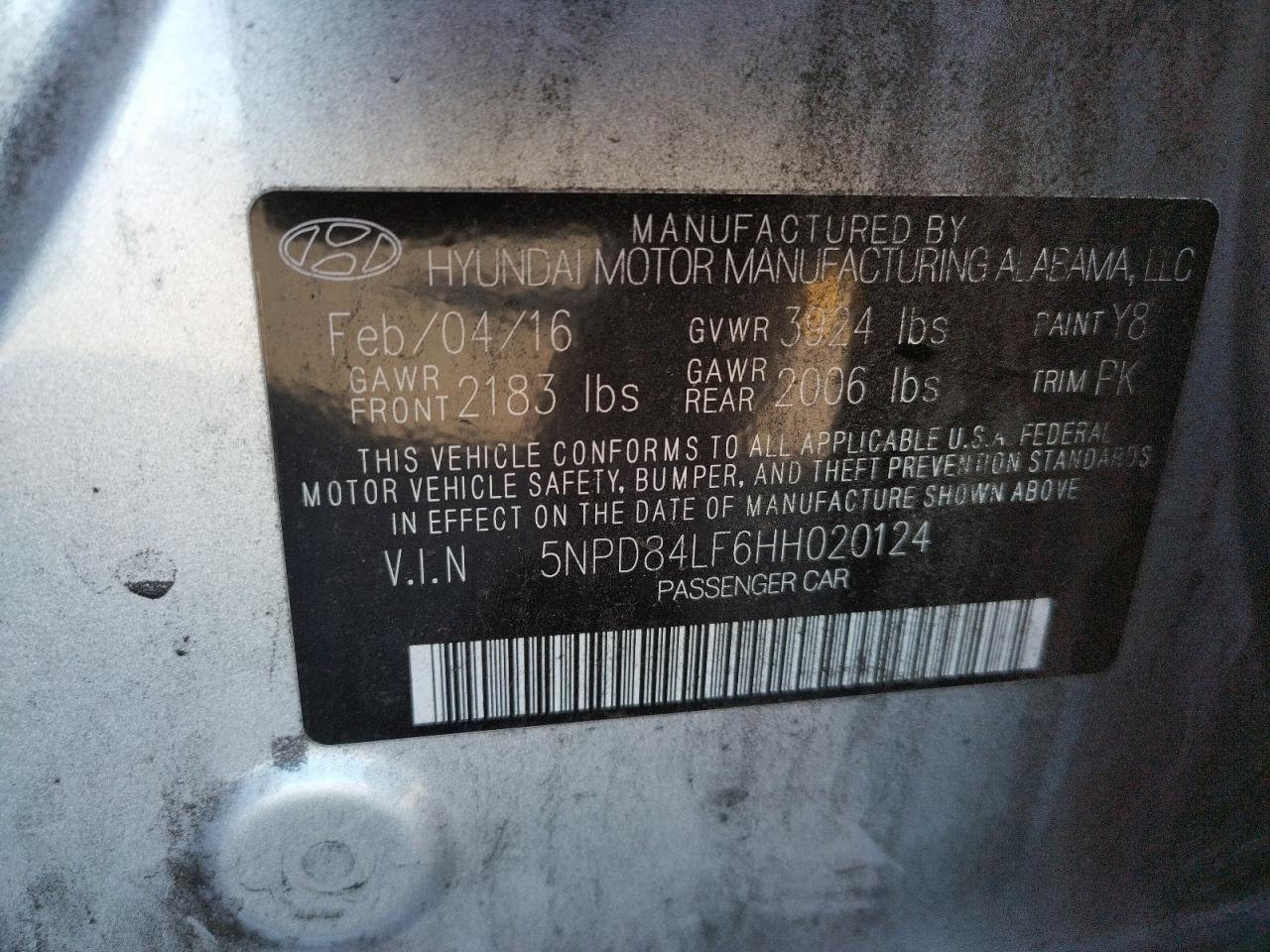 Photo 10 from auction – 2017 HYUNDAI ELANTRA with VIN 5NPD84LF6HH020124