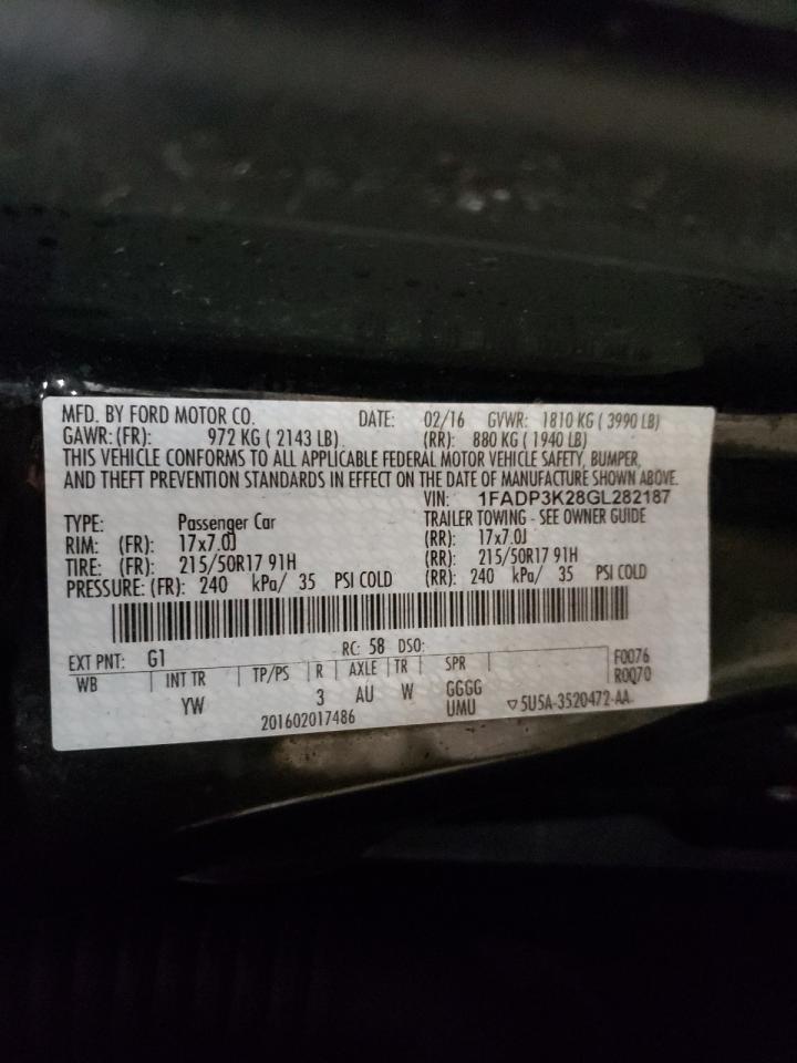 Photo 10 from auction – 2016 FORD FOCUS SE with VIN 1FADP3K28GL282187