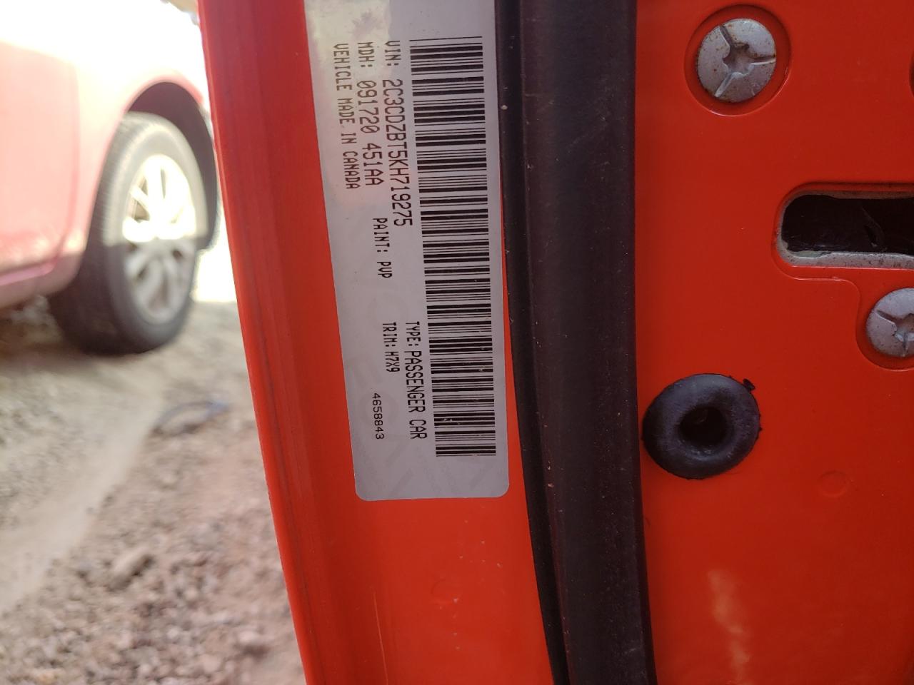 Photo 10 from auction – 2019 DODGE CHALLENGER with VIN 2C3CDZBT5KH719275