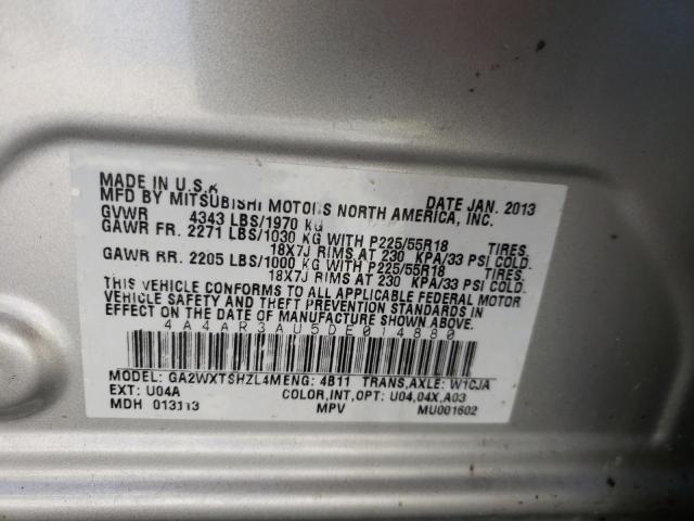 Photo 10 from auction – 2013 MITSUBISHI OUTLANDER with VIN 4A4AR3AU5DE014880