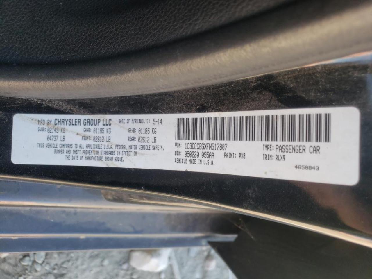 Photo 10 from auction – 2015 CHRYSLER 200 S with VIN 1C3CCCBGXFN517807
