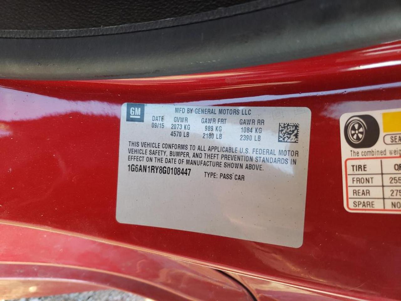 Photo 10 from auction – 2016 CADILLAC ATS-V with VIN 1G6AN1RY8G0108447