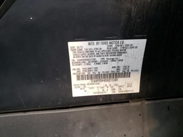 Photo 10 from auction – 2013 FORD TAURUS SE with VIN 1FAHP2D94DG215581